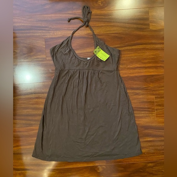 Cocoa Brown Halter Summer mini  Dress size medium cotton blend - Picture 1 of 8